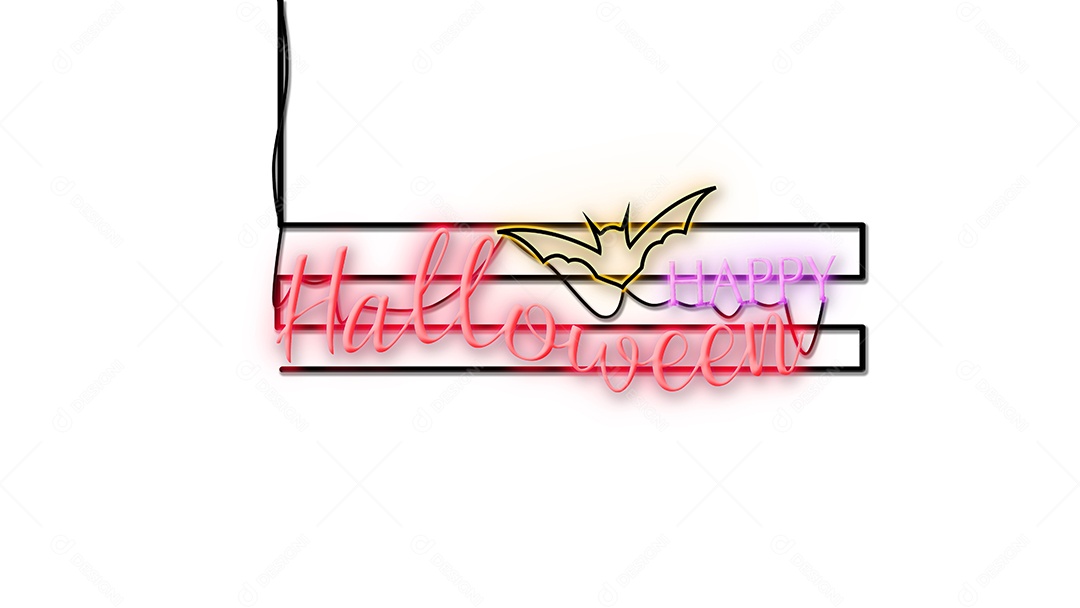 emblema de sinal de halloween em estilo neon em fundo branco