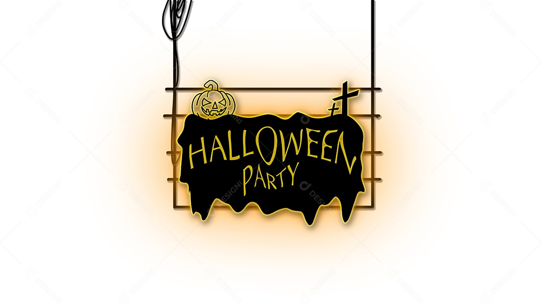 emblema de sinal de halloween em estilo neon em fundo branco