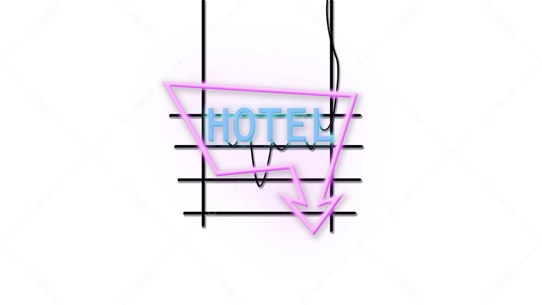 emblema de sinal de hotel em estilo neon em fundo branco