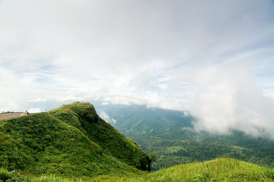 Paisagem da borda do penhasco e neblina. ponto de vista na província de Phetchabun Tailândia.