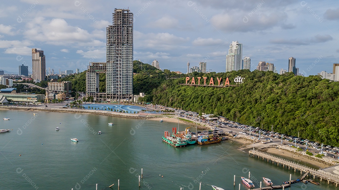 Vista aérea de Pattaya, Tailândia.