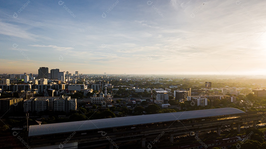 Vista superior alta dos edifícios da cidade