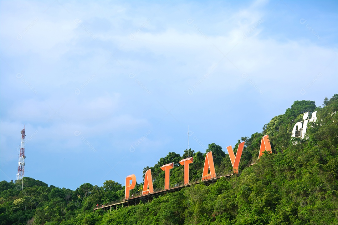 Alfabeto da cidade de Pattaya na montanha, Pattaya Tailândia