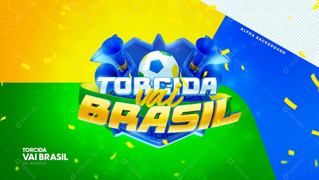 Selo 3D Para Composição Torcida Vai Brasil PSD