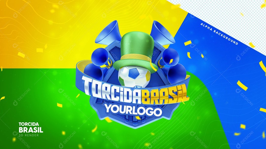 Selo 3D Para Composição Torcida Vai Brasil PSD