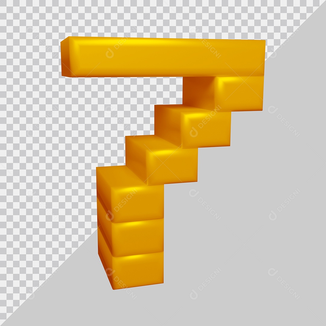 3D Number 7 Yellow For Composition PSD