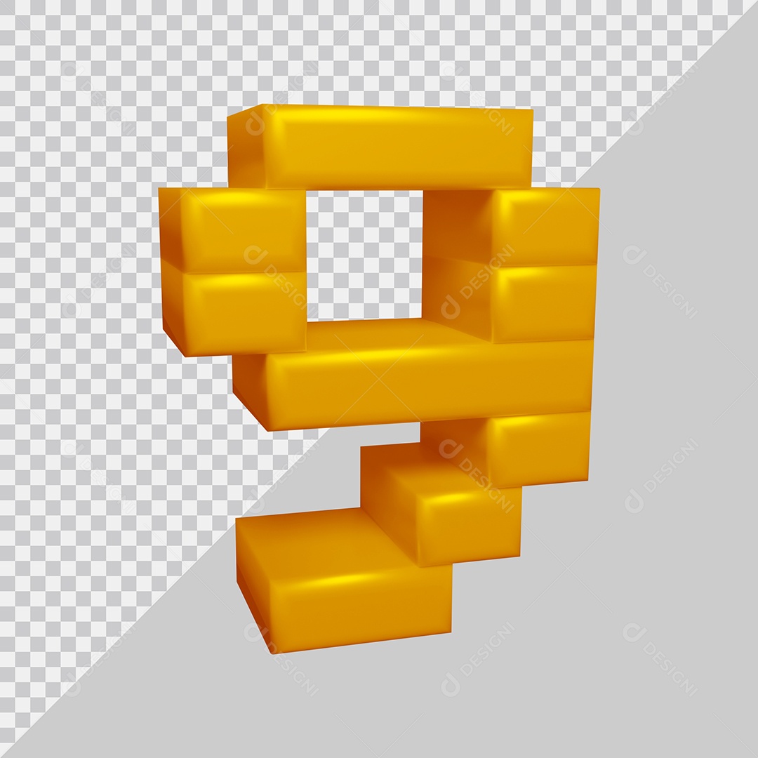 Número 3D 9 Amarelo Para composição PSD