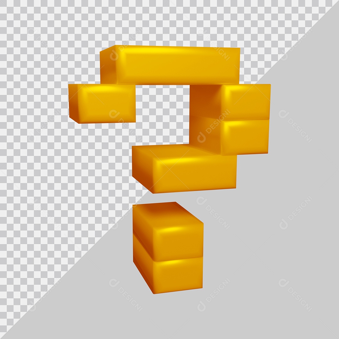 Símbolo de ponto de interrogação 3D Amarelo Para Composição PSD