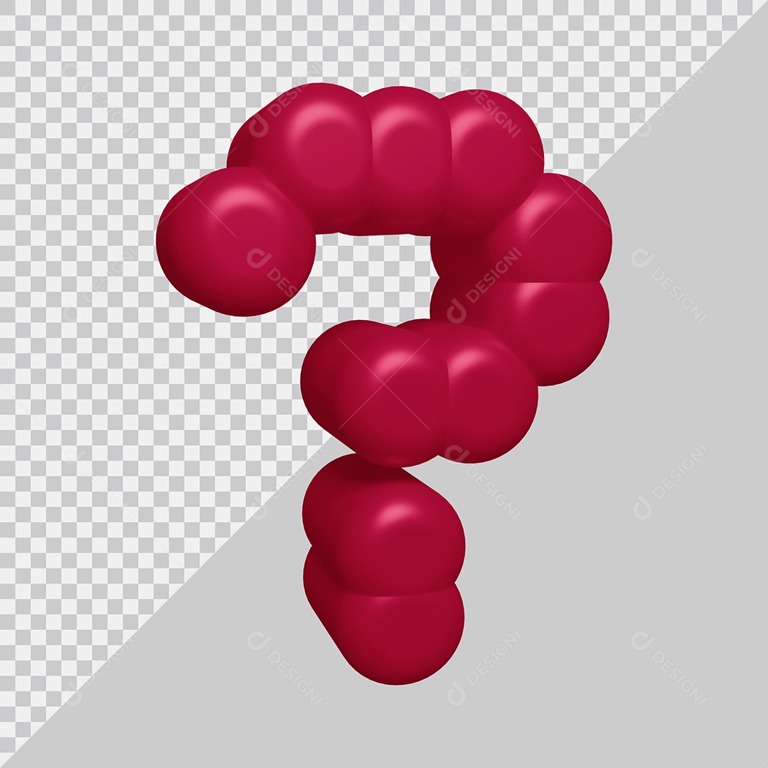 Dark Pink 3D Question Mark Symbol For Composition PSD