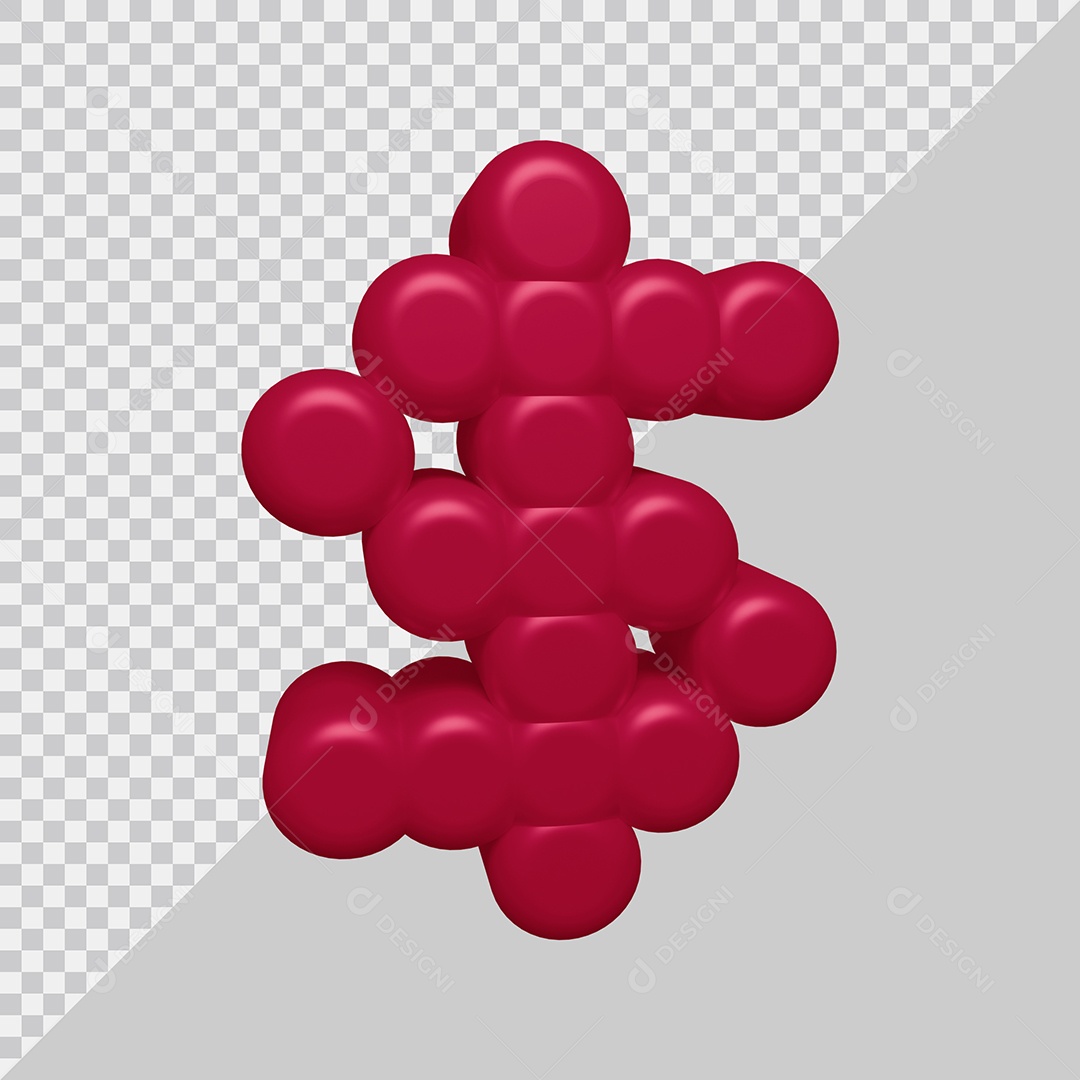 Símbolo do dólar 3D Rosa Escuro Para Composição PSD