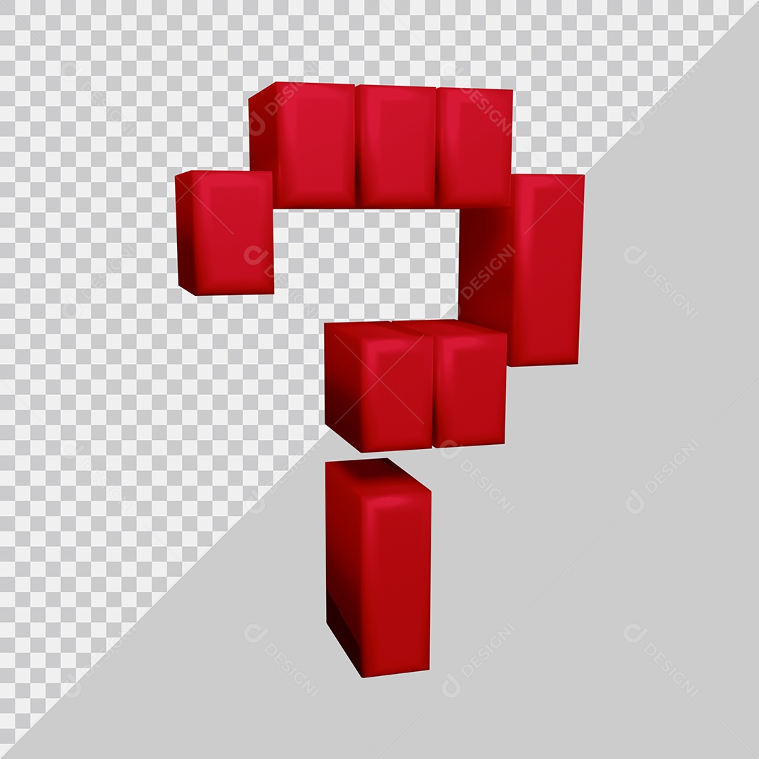 Símbolo de ponto de interrogação 3D Vermelha Para Composição PSD