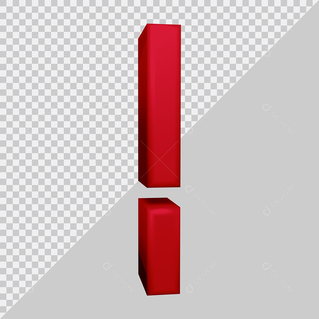 Red 3D Exclamation Mark Symbol For Composition PSD