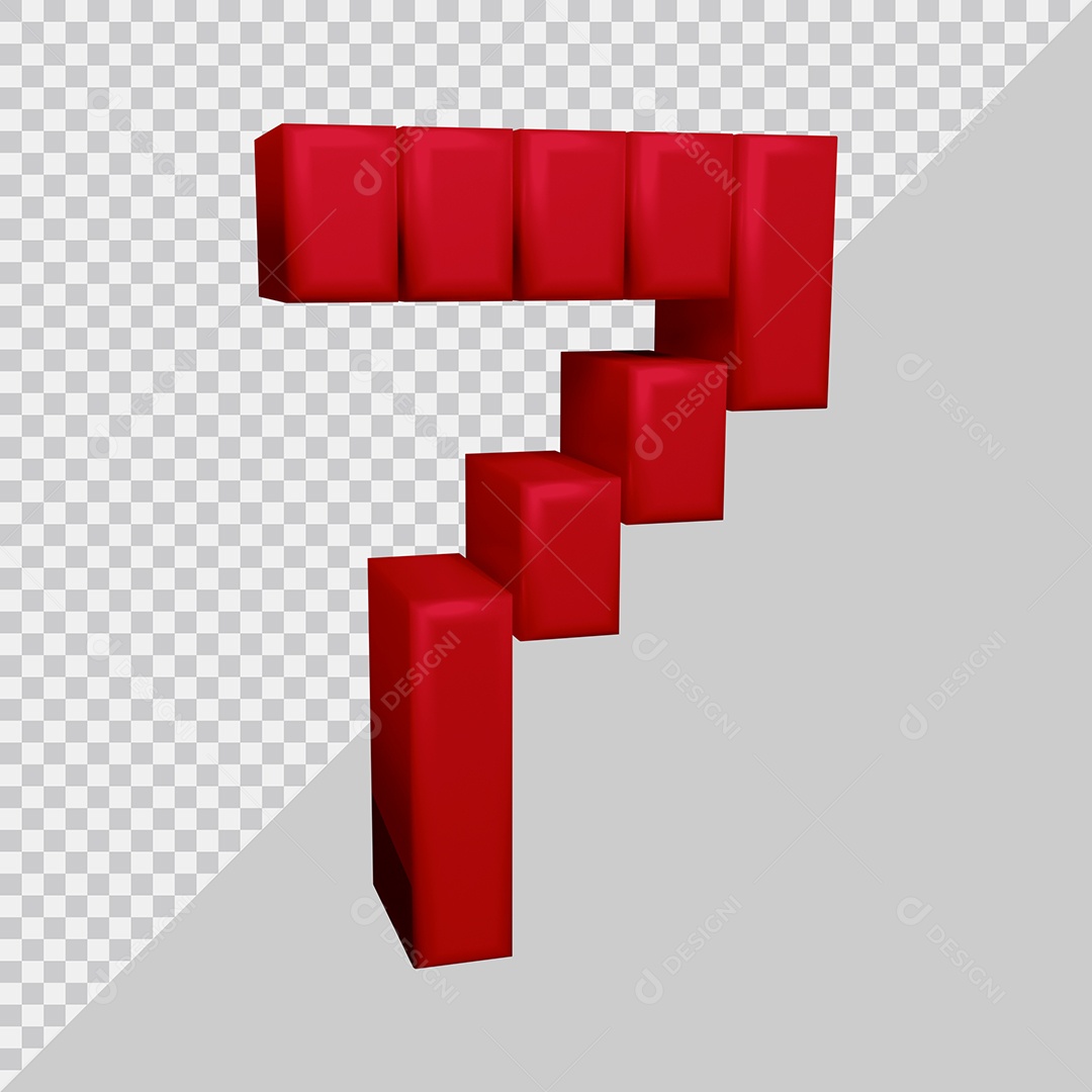 Número 3D 7 Vermelha Para composição PSD