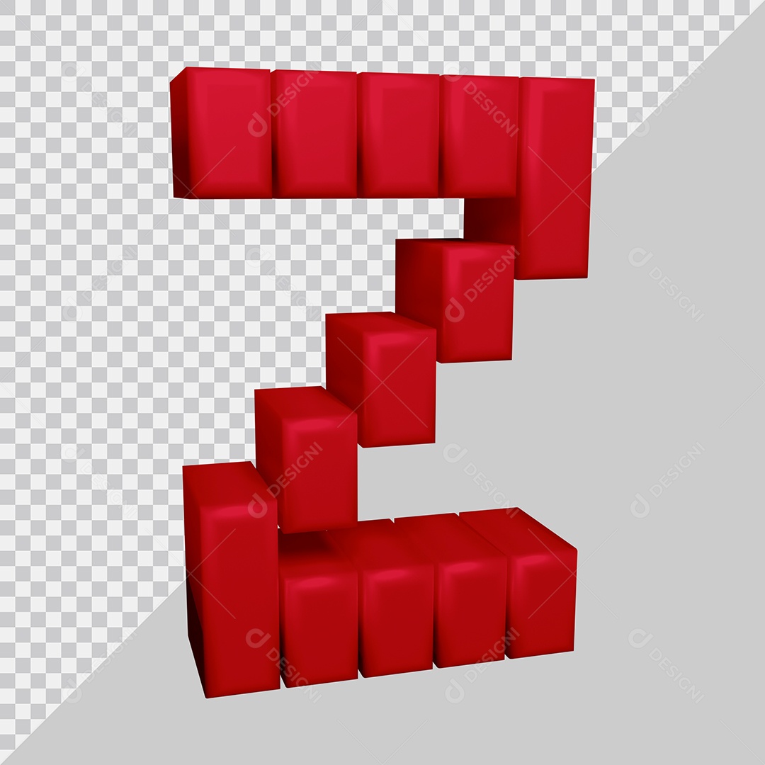 Letra Z Maiúscula Vermelha 3D Texturizadas Para composição PSD