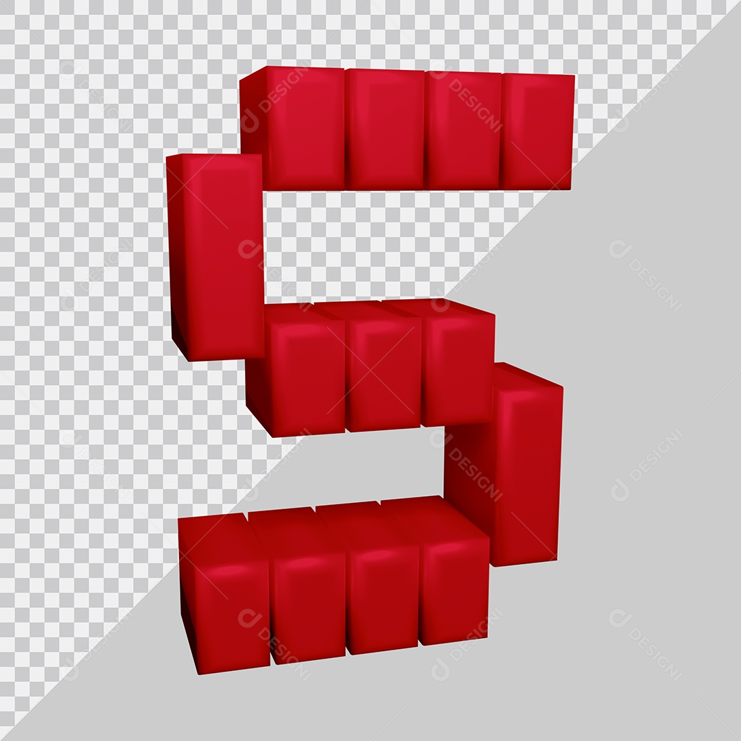 Letra S Maiúscula Vermelha 3D Texturizadas Para composição PSD