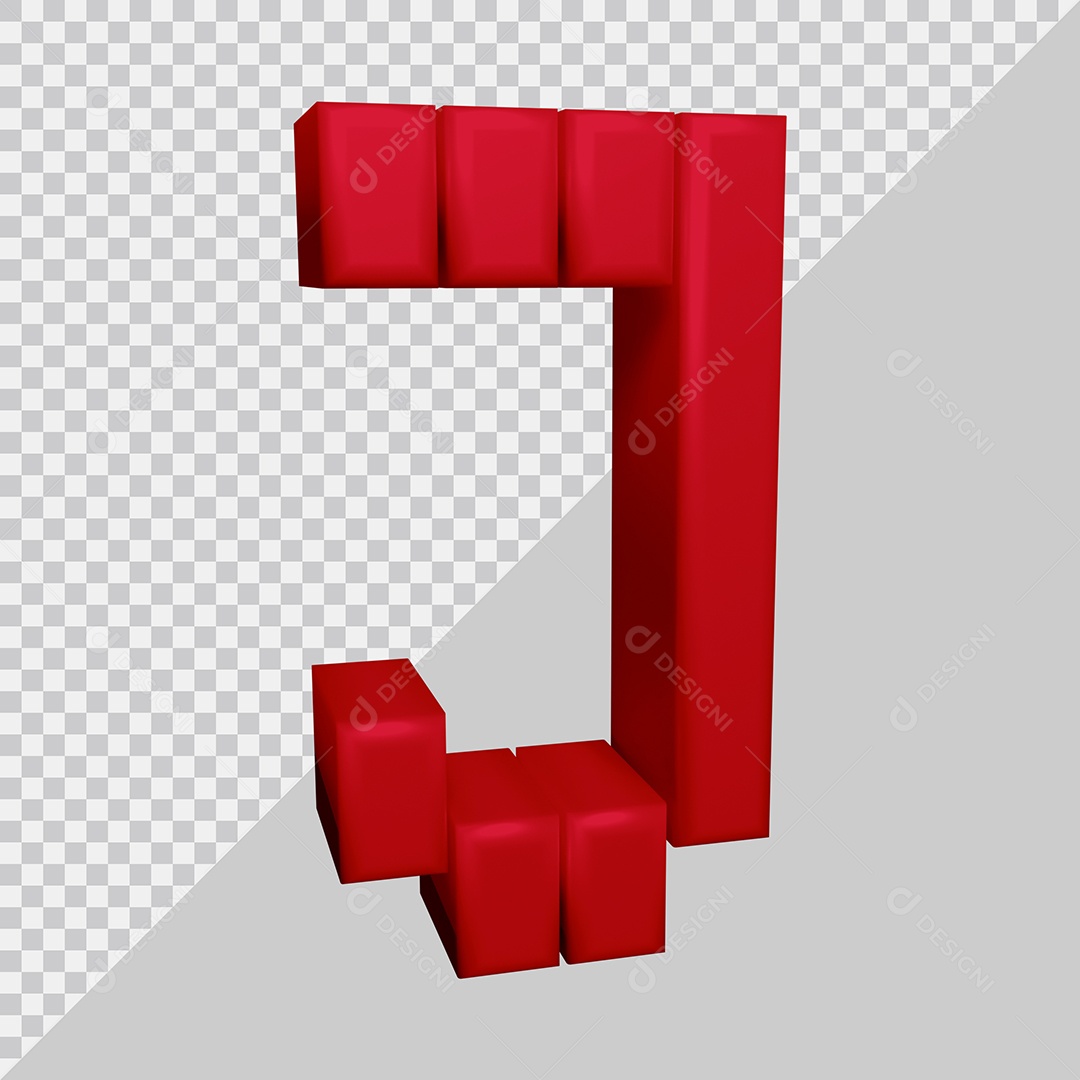 Letra J Maiúscula Vermelha 3D Texturizadas Para composição PSD