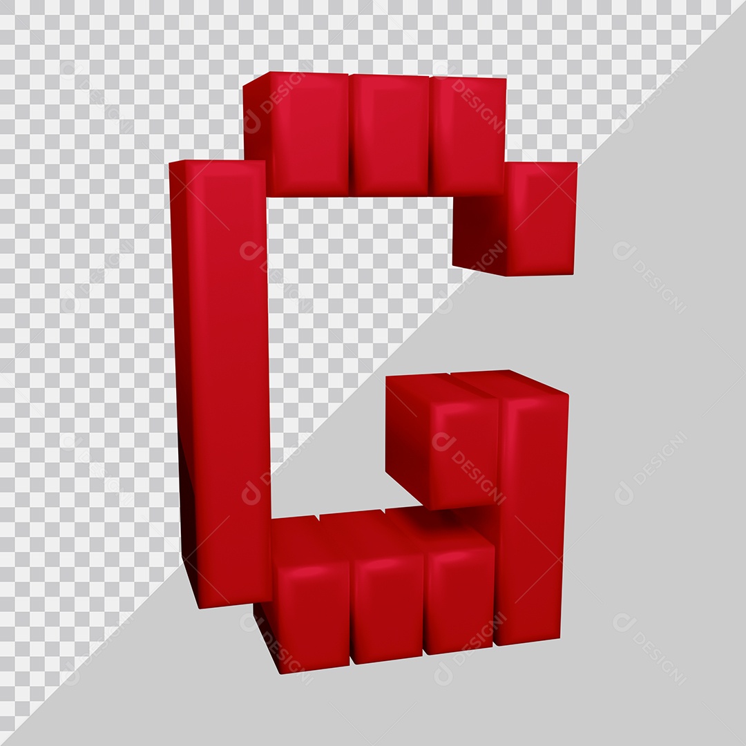 Letra G Maiúscula Vermelha 3D Texturizadas Para composição PSD