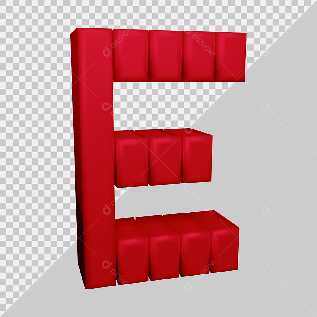 Letra E Maiúscula Vermelha 3D Texturizadas Para composição PSD