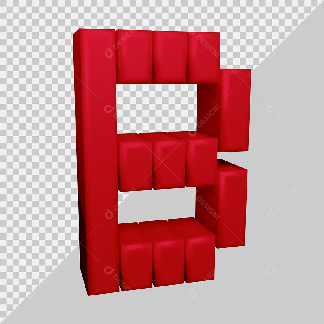 Letra B Maiúscula Vermelha 3D Texturizadas Para composição PSD