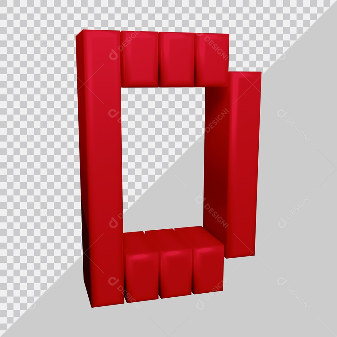 Letra D Maiúscula Vermelha 3D Texturizadas Para composição PSD