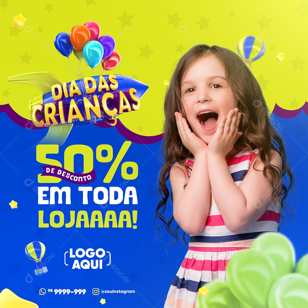 Children's Day 50% Discount on the entire Social Media Store Editable PSD