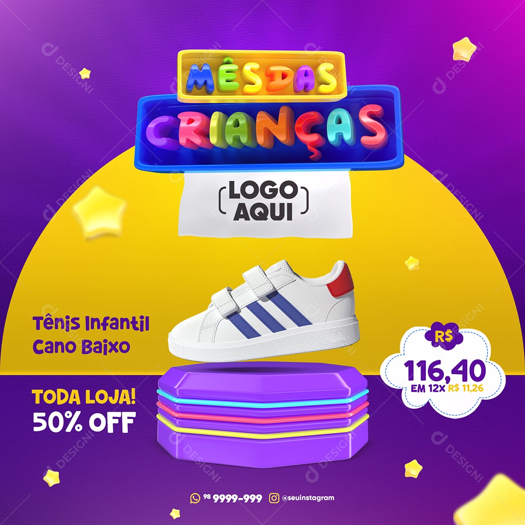 Mês das Crianças Tênis Infantil Nike Social Media PSD Editável