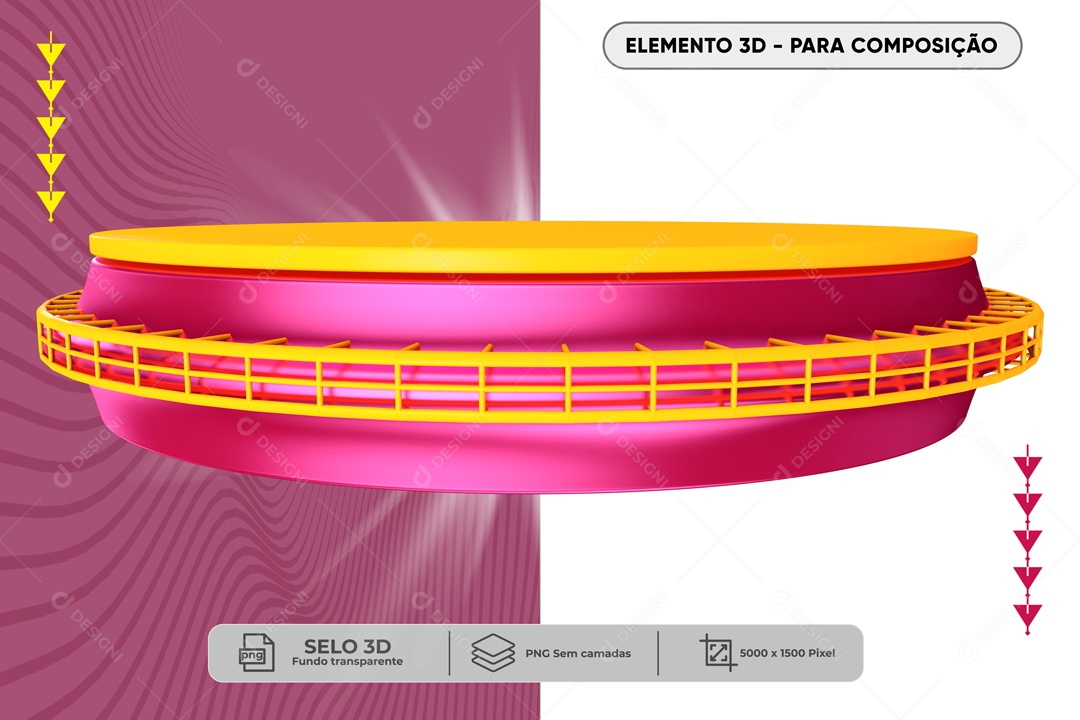 Elemento 3D Para Composição Podium Amarelo e Rosa PNG Transparente