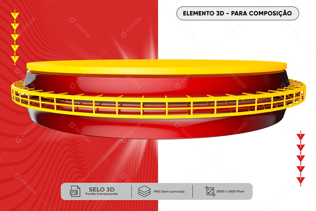 Elemento 3D Para Composição Podium Amarelo e Vermelho PNG Transparente
