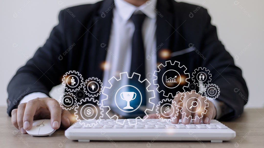 Conceito de processo de negócios na tela virtual.