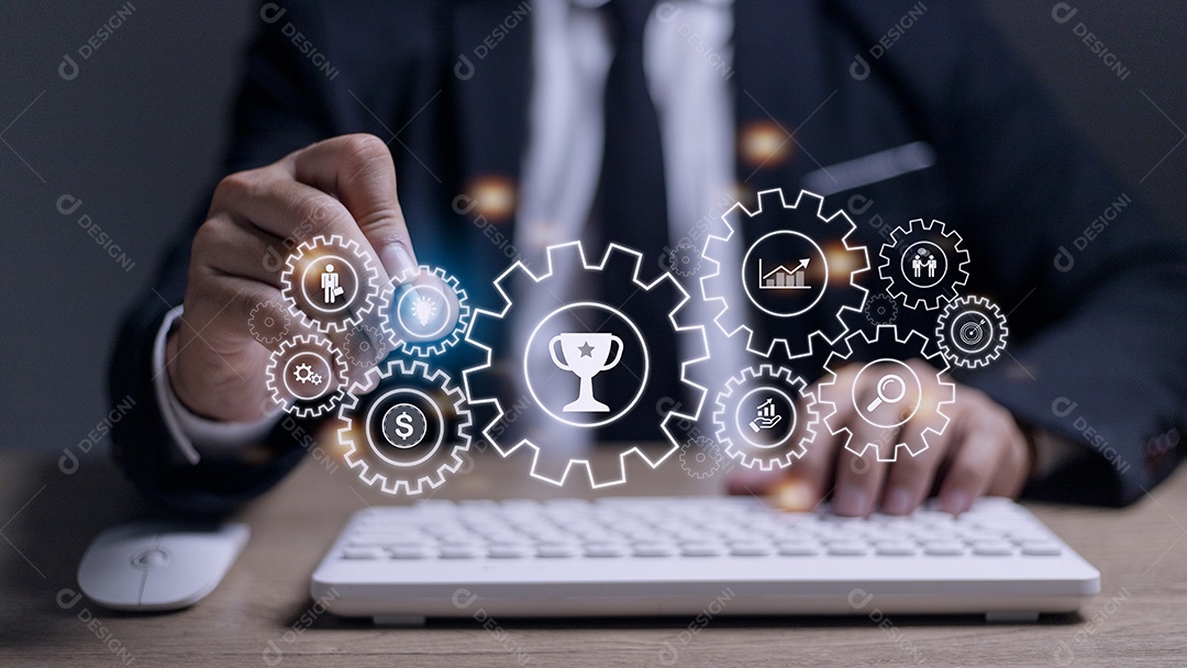 Conceito de processo de negócios na tela virtual.