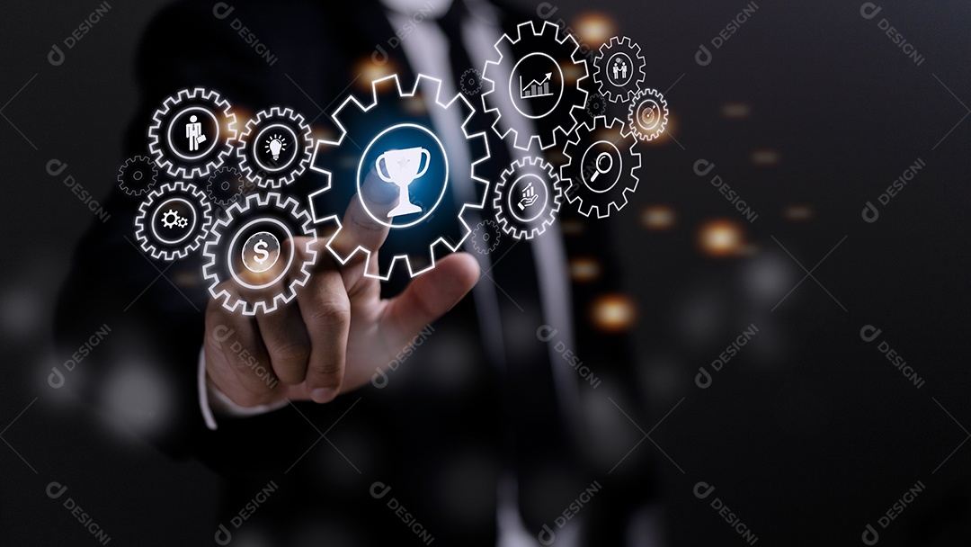 Conceito de processo de negócios na tela virtual.