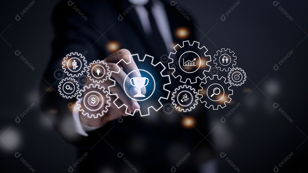 Conceito de processo de negócios na tela virtual.