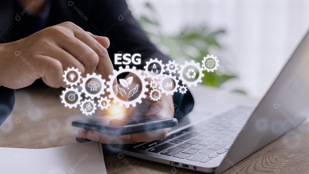 Conceito de negócios de investimento de governança social do ambiente ESG