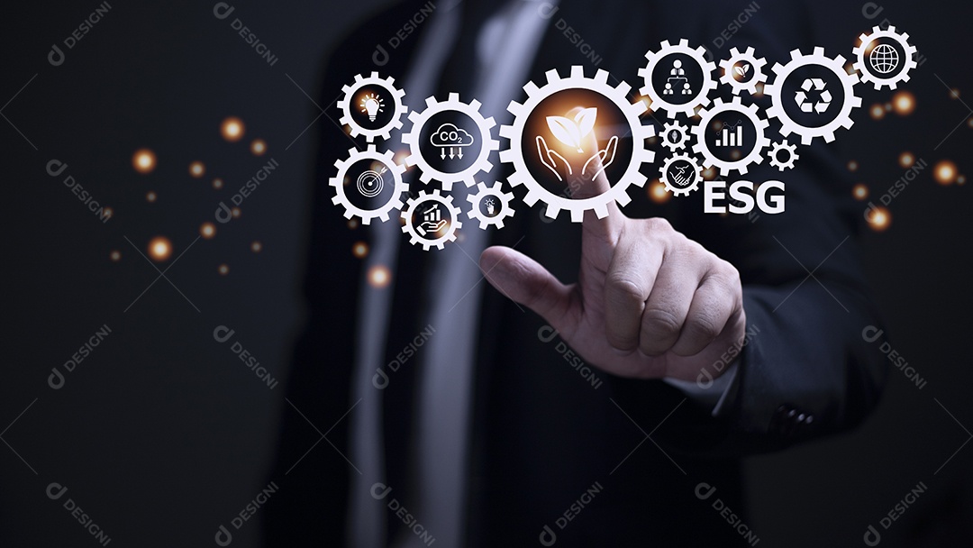 Conceito de negócios de investimento em governança social ESG na tela.