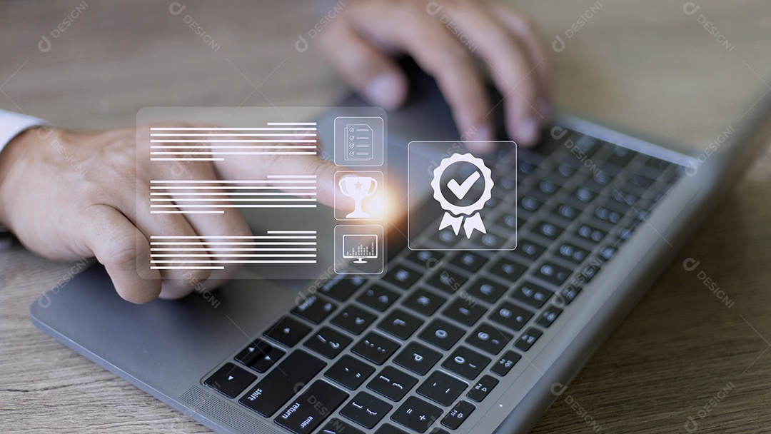 Um empresário operando com a garantia de qualidade, garantia