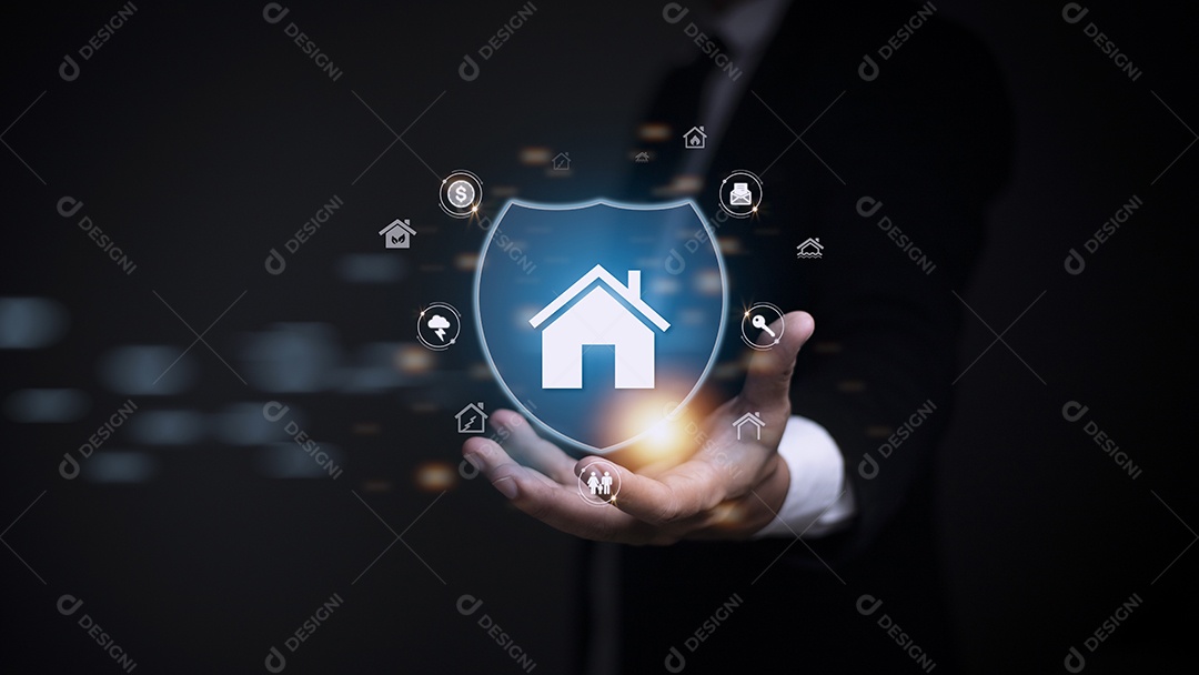 Conceito de seguro de casa ou família. Apoiar e Proteger a Empresa