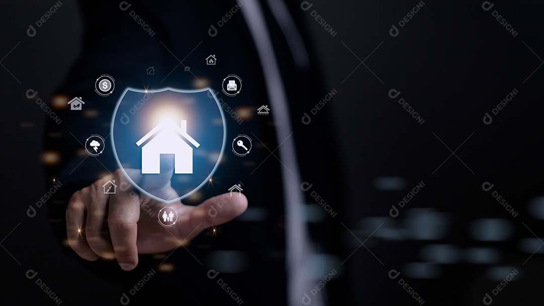 Conceito de seguro de casa ou família. Apoiar e Proteger a Empresa