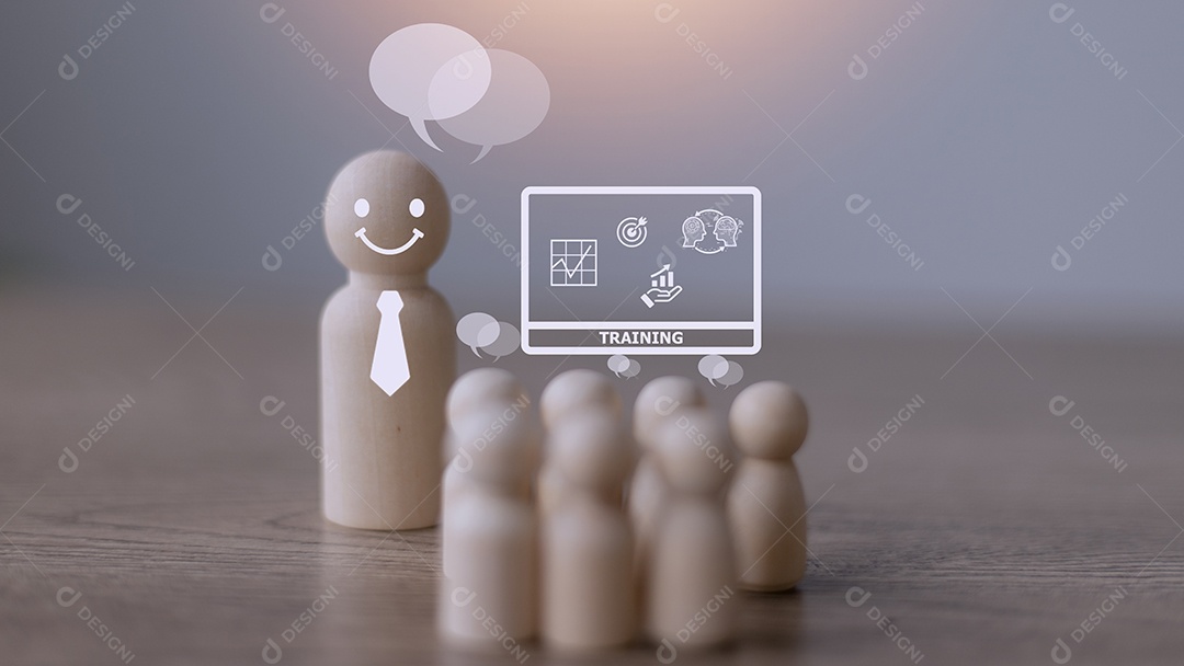 brinquedos de madeira no conceito de treinamento de negócios