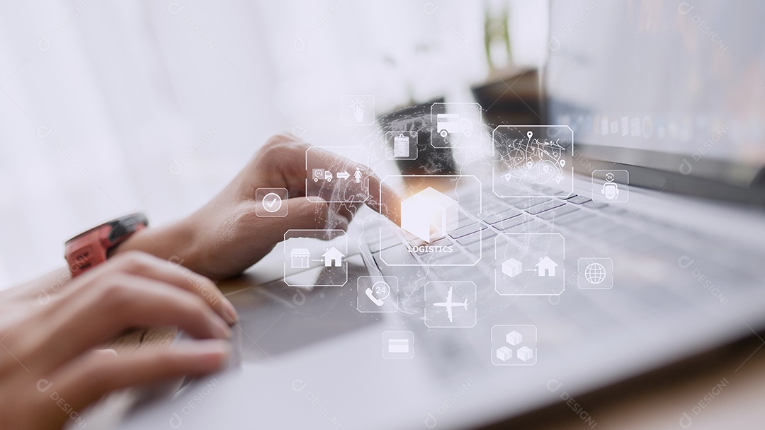 Homem de negócios, mostrando o conceito de computação em nuvem.