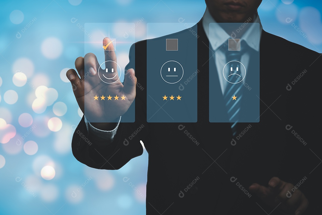 Conceito de experiência de atendimento ao cliente de pesquisa de satisfação de negócios.