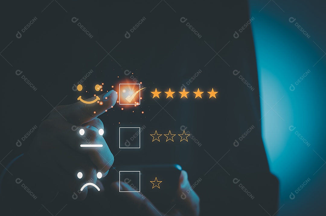 Conceito de experiência de atendimento ao cliente de pesquisa de satisfação de negócios.