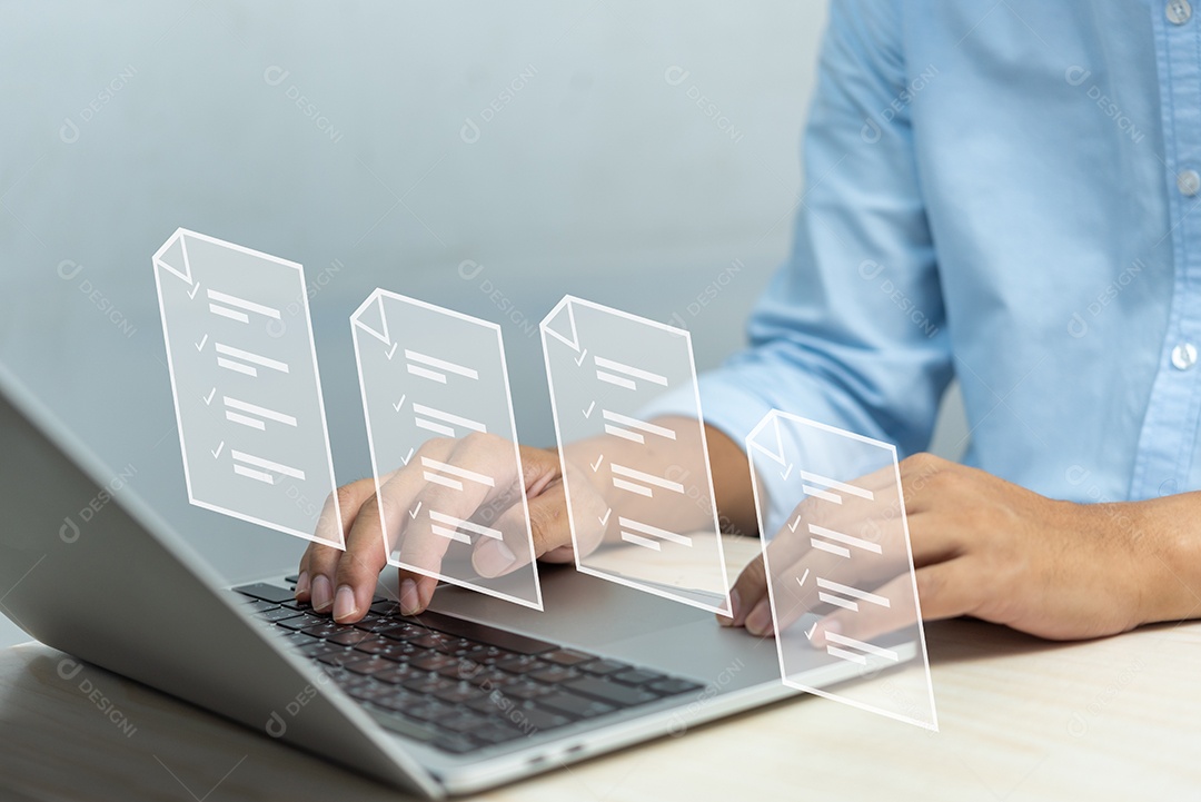 Lista de verificação de produtividade de negócios e preenchimento de formulário de pesquisa on-line.