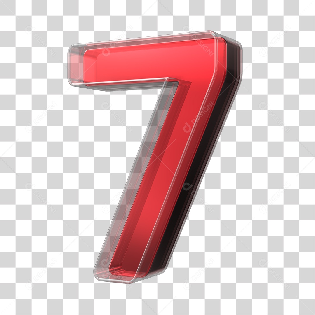 Elemento 3D Número 7 Vermelho PNG Transparente Sem Fundo