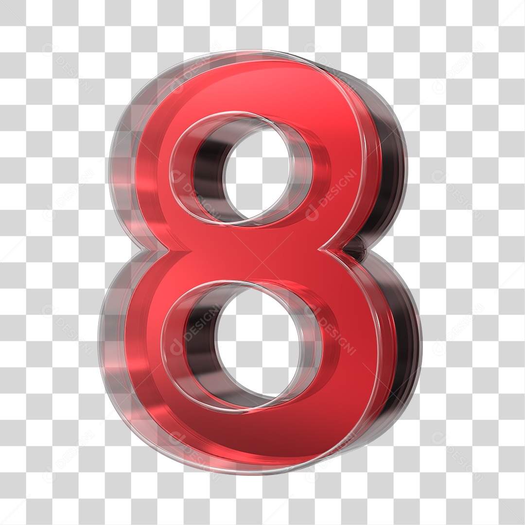 Elemento 3D Número 8 Vermelho PNG Transparente Sem Fundo