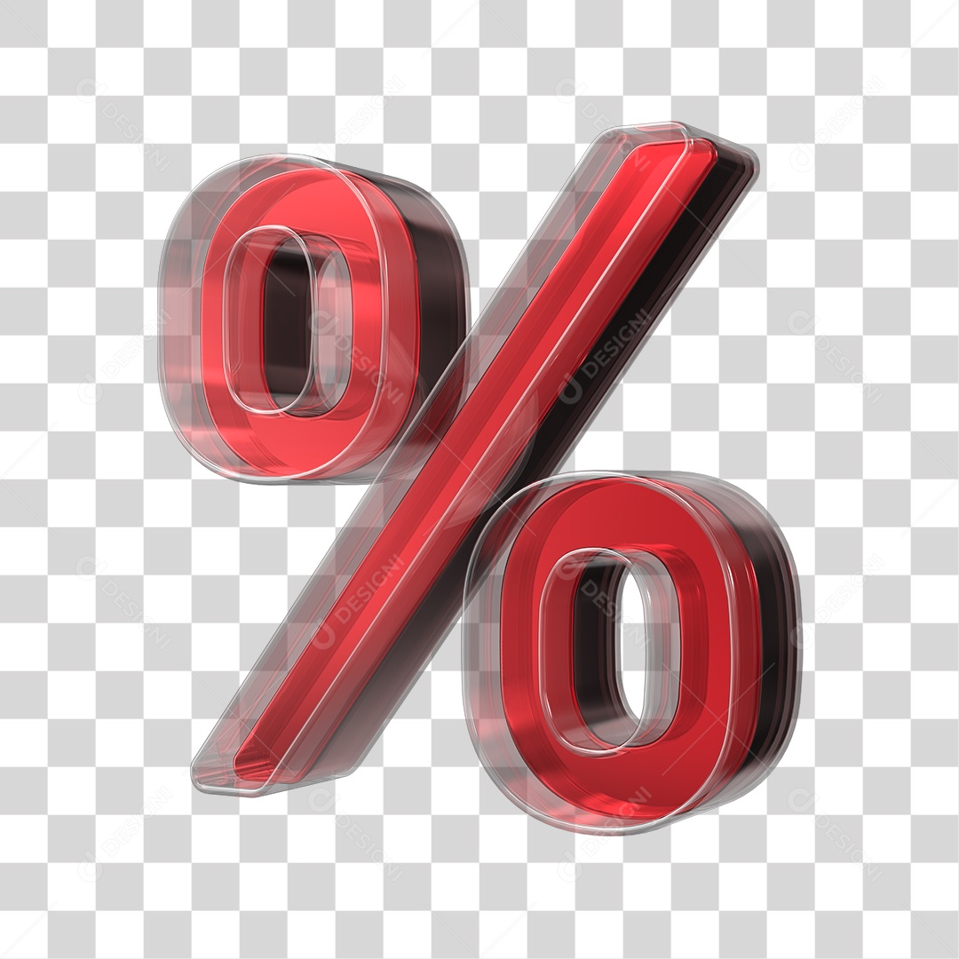 Elemento 3D Porcentagem Vermelho PNG Transparente Sem Fundo