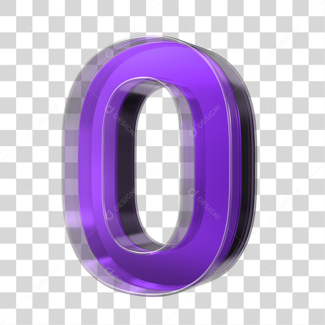 Elemento 3D Número 0 Roxo PNG Transparente Sem Fundo