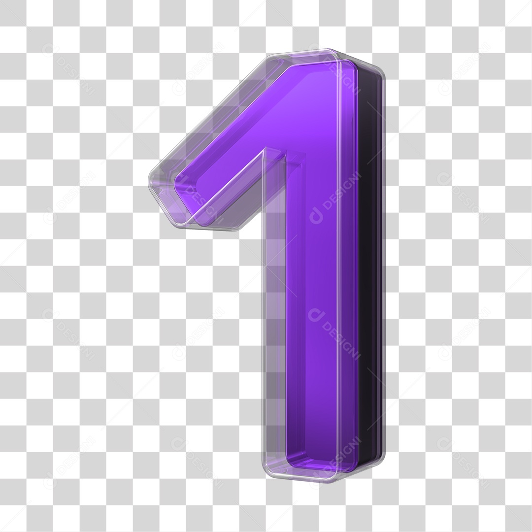 Elemento 3D Número 1 PNG Transparente Sem Fundo