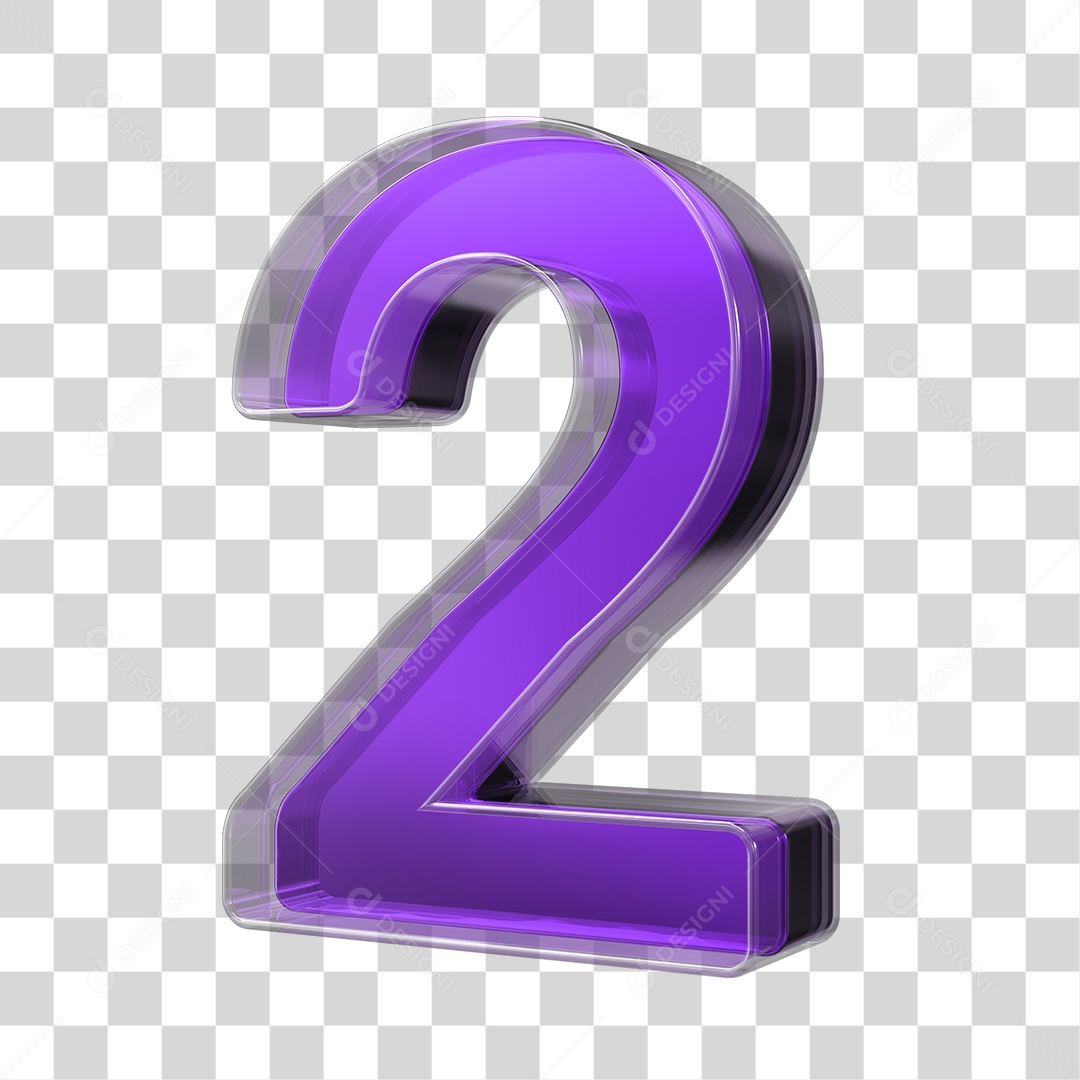 Elemento 3D Número 2 Roxo PNG Transparente Sem Fundo