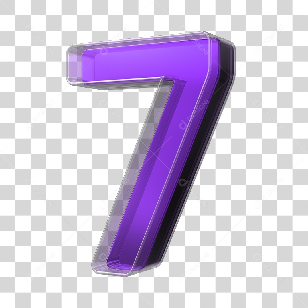 Elemento 3D Número 7 Roxo PNG Transparente Sem Fundo