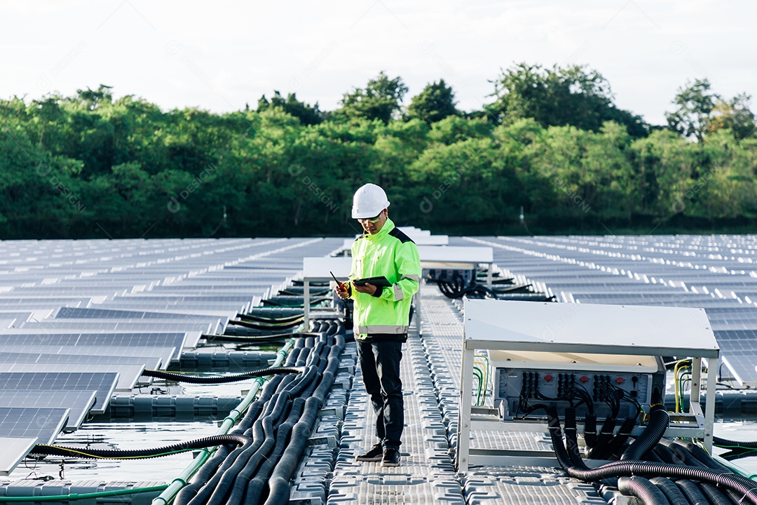 Energia fotovoltaico sobre espaço industrial de energia solar